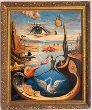 Dipinto surrealista olio - , su