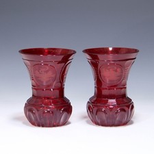 Coppia di tazze Biedermeier coppa matrimonio EMILIE & HEINRICH - Boemia 1843