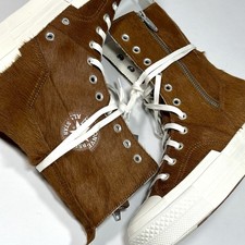 Converse Chuck 70 Plus X-Hi Calf Fur Hair Warm Tan Egret Geobasket A13831C sz 10