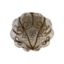 ANTICA LANTERNA IN VETRO SOFFIATO A MANO MURANO IN GABBIA PLAFONIERA VINTAGE ITALIA -VEDI-