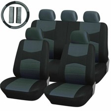 COPRISEDILI AUTO UNIVERSALI CON COPRI VOLANTE E CINTURA  A18 GRIGIO NERO