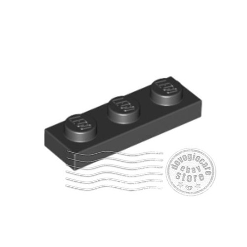Lego 3623 piastra 1x3 nero - 1x3,