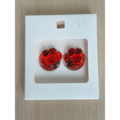 Zara red floral earrings os - red,