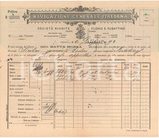 1892 GENOVA FLORIO e RUBATTINO Navigazione Generale Italiana - Polizza di carico