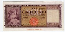 Banconota 500 Lire Ornata di