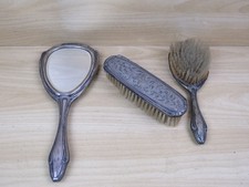 antico SET TOILETTE SPAZZOLE E SPECCHIO IN ARGENTO 800 punzonato stile classico