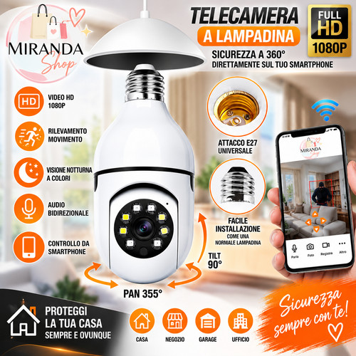Telecamera wifi lampadina e27 - telecamera,