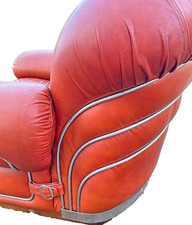 POLTRONA Sofà PELLE ANNI 70 Modernariato  METALLO SPACE AGE