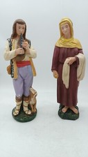 Coppia di statue da presepe in gesso anni 50 italia