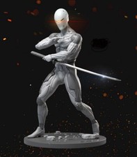 Modellino figura resina 1/24 fantascienza volpe grigia guerriero stampa 3D non assemblato