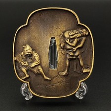 Spada giapponese Tsuba guardia katana ornamenti lega antica articolo...