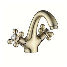 RUBINETTO MISCELATORE LAVABO BAGNO OTTONE DORATO BRONZO MODELLO ROMA 52805A