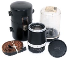 Zeiss Contarex Sonnar 135mm f/4 black tele lens + cap case plastic lens keeper