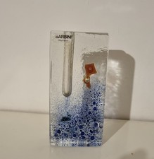 Vaso mono fiore, vetro di Murano, rettangolare, Barbini, firmato