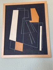 Dipinto a olio su tela Astratto Giometrico anni 50