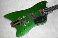 Vendita calda chitarra elettrica a forma di 6 corde, corpo verde metallo, collo colore acero