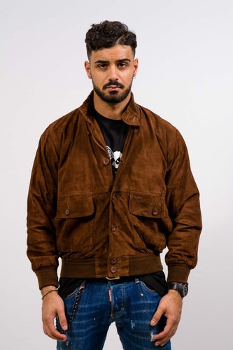 Bomber camoscio uomo tabacco - bomber,