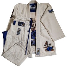 Tatami Thinker Monkey BJJ Gi F3 donna bianco blu ricamato brasiliano jiu jitsu