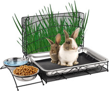 3 in 1 Porta Fieno per Conigli, Mangiatoia per Conigli E Lettiera Con Tappetino 