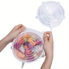 Set copri ciotole e piatti in silicone, 6 pezzi, bianco.