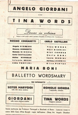 Teatro - ANGELO GIORDANI, TINA WORDS - DONNE IN VETRINA -Cast compagnia cm 29x20
