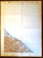 Carta geografica antica RIMINI PESARO FANO 1:250.000 TCI 1906-31 Antique map