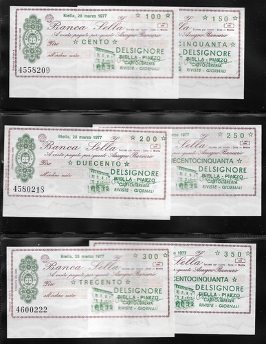 Lotto miniassegni banca - miniassegni,