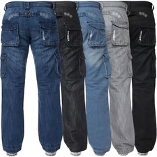 Enzo Uomo Cargo Combat Jeans Denim Pantaloni Casual Pantaloni da Lavoro Tutte Taglie Vita UK