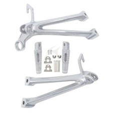PAIR OF SILVER REAR FOOTRESTS