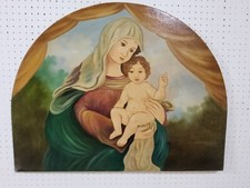Quadro sacro madonna con bambino  Capoletto dipinto olio su tela sacco 70x90 cm