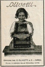 PUBBLICITA' 1922 MACCHINA DA SCRIVERE OLIVETTI M.20 IVREA SEGRETARIA SOGNO