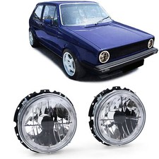 Faro proiettore Angel Eyes in vetro trasparente con mirino nero per Vw Golf 1 + Cabrio