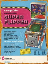 Insegna Chicago Coin Super Flipper Pinball 9" x 12" in metallo