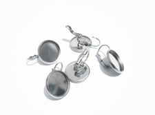 2 coppie base orecchini con castone in acciaio inox 22x16mm interno 14mm bijoux
