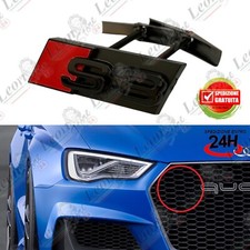 Stemma Griglia Logo S3 Nero Lucido per Audi A3 S-Line anteriore auto badge sigla