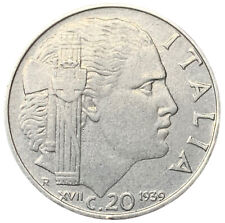 20 CENTESIMI 1939 XVII - AMAGNETICA - VITTORIO EMANUELE III - ITALIA - MB -
