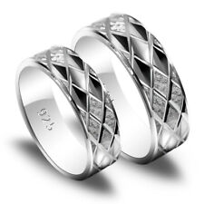 Coppia Fede Fedina Fedi Fidanzamento Fascia Doppia Argento 925 