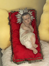 Bambino Gesù Occhi Vetro Bambinello Napoletano Culla Crib 23 Cm Argilla