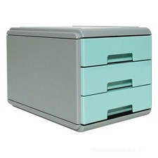 Arda Mini Cassettiera Grigio/Azzurro 3 Cassetti 17,7x25,4x17cm (15,8x22x4cm A5)