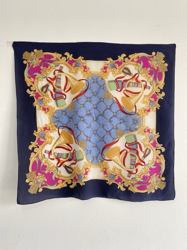 Sciarpa donna seta blu stampa