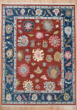Rug Oushak Hand Wool Red Color Knotted Turkish Area Modern Soft Colorful Carpet