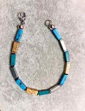 Bracciale Uomo Donna in Pietra dura Naturale Diaspro Howlite rettangoli 4mm