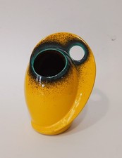 ♥ PARTICOLARE VASO IN CERAMICA GIALLA SPACE AGE DESIGN FUTURISTA BERTONCELLO ?
