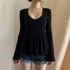 Top babydoll Y2K manica a