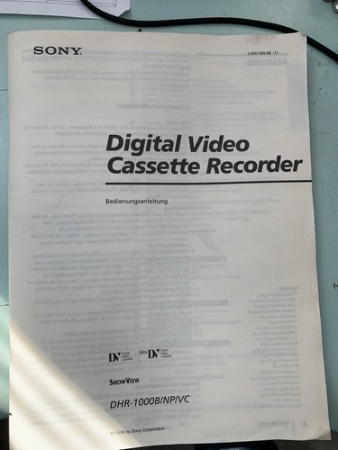 Manual sony dhr 1000 - manual, dhr-1000