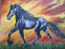 Cavallo Tramonto Dipinto Olio
