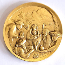 1999 S.I.C. Medaglia tonda Placchetta  Bronzo Dorato NATIVITA', Autore A. Romano