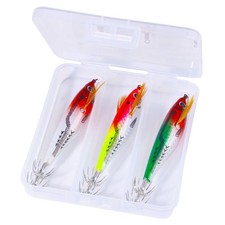 3PCS Box Esche Gamberetti Luminose Polpo Calamari Jig 10,2cm/9,5g Kit Esche da Pesca