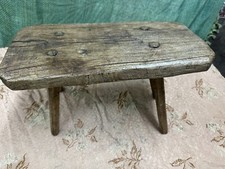ANTICO SGABELLO IN LEGNO MASSELLO DI ROVERE ORIGINALE DEI PRIMI ANNI DEL 1900
