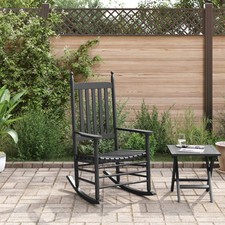 vidaXL Sedia a Dondolo con Sedile Curvo, Nero, Legno Massello di Pioppo